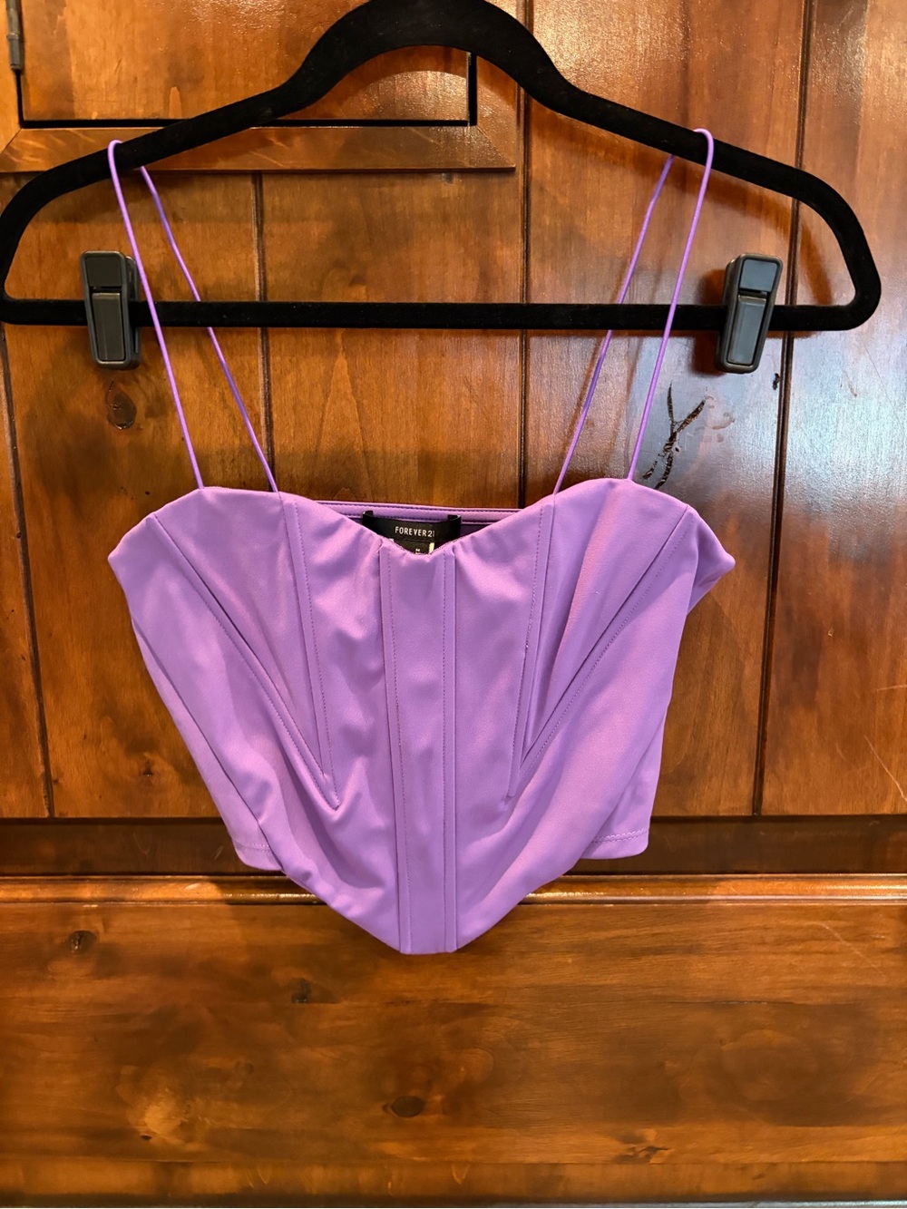 💜 Forever 21 Lilac Corset Crop Top with Spaghetti Straps
